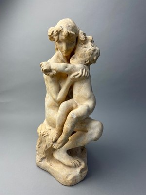 Lot 171 - A SCULPTED PLASTER GROUP OF MOTHER AND CHILD