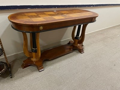 Lot 184 - A PAIR OF CHERRY WOOD REPRODUCTION HALL TABLES