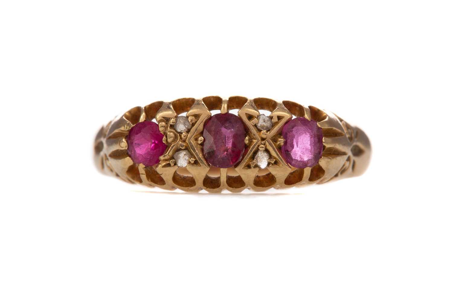 Lot 370 - A PARTIAL RUBY AND DIAMOND RING