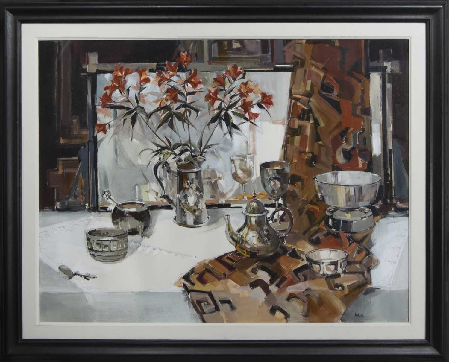 Lot 652 - THE SILVER TABLE, A LARGE MIXED MEDIA BY ETHEL WALKER