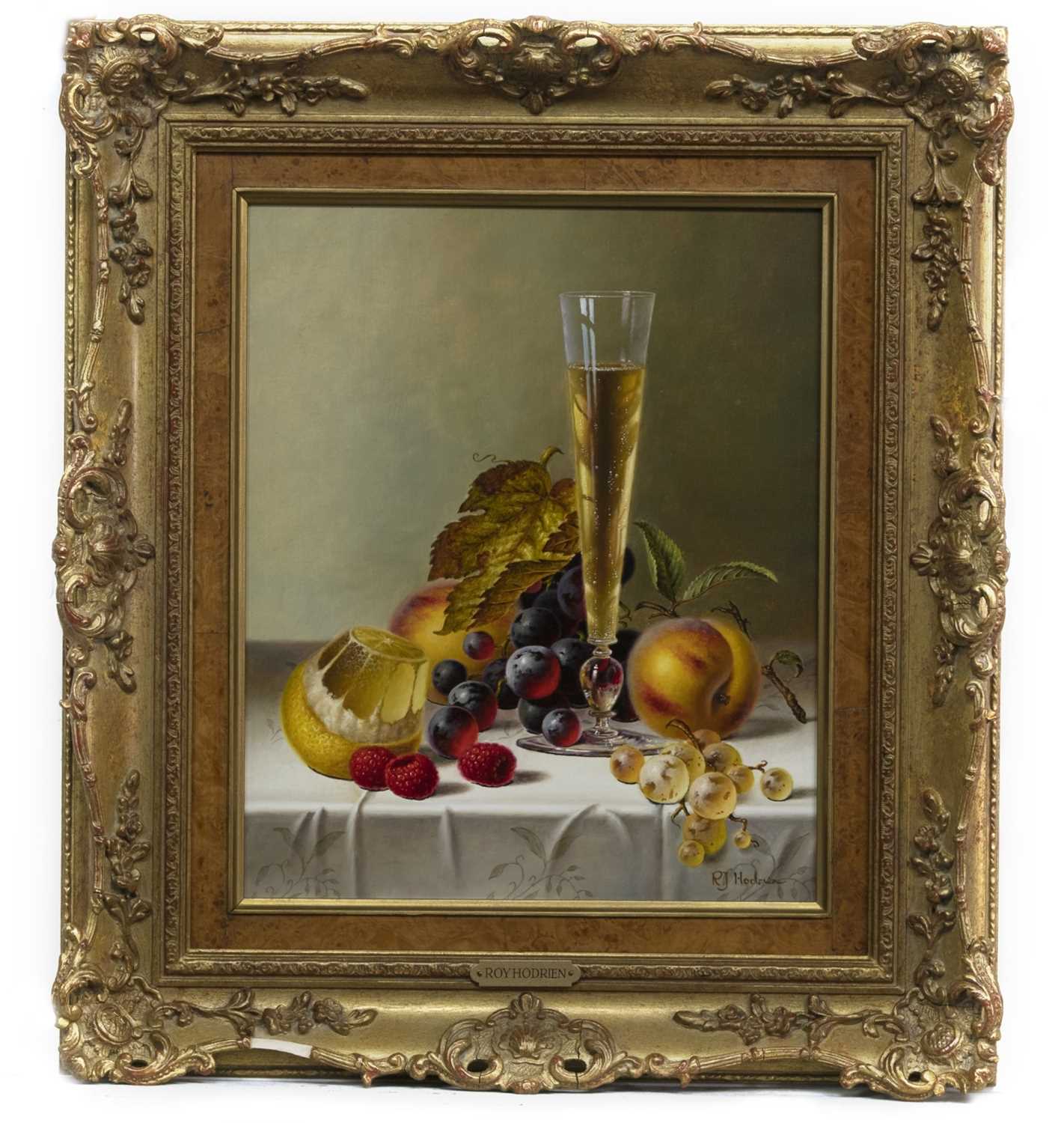 Lot 661 - STILL LIFE WITH BERRIES, AN OIL BY ROY HODRIEN