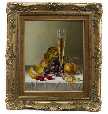 Lot 661 - STILL LIFE WITH BERRIES, AN OIL BY ROY HODRIEN