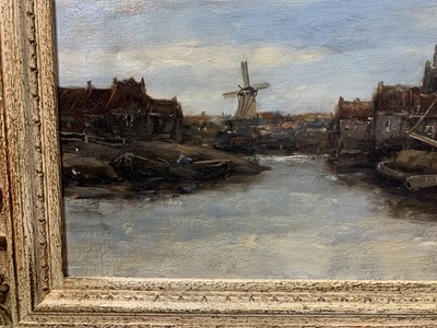 Lot 29 - AT DOCK, AN OIL BY JAN VAN COUVER
