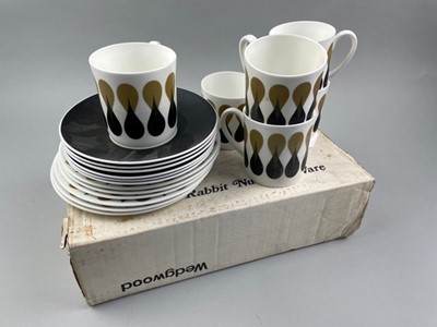 Lot 33 - A SUSIE COOPER DIABLO PATTERN PART COFFEE SERVICE ALONG WITH WEDGWOOD NURSERY WARE