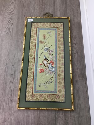 Lot 1756 - A SET OF THREE 20TH CENTURY EMBROIDERED PANELS