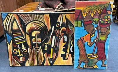 Lot 156 - A TRIBAL PAINTING AND ANOTHER