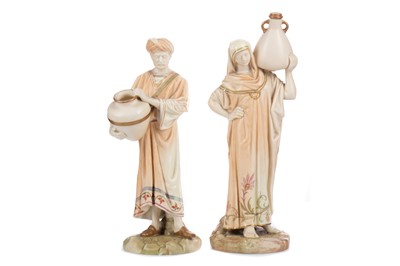 Lot 1102 - A PAIR OF ROYAL WORCESTER ‘CAIRO WATER CARRIER’  FIGURES