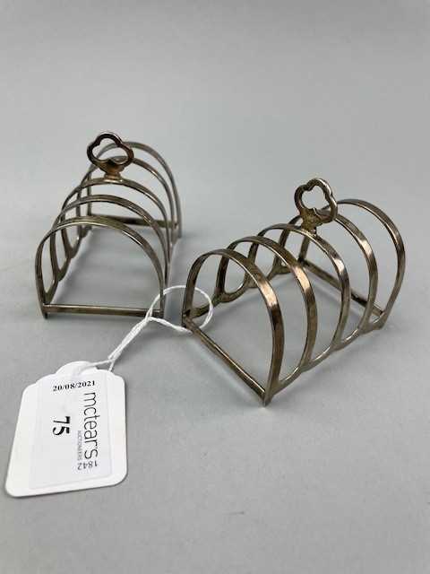 Lot 75 - A PAIR OF SILVER FOUR DIVISION TOAST RACKS