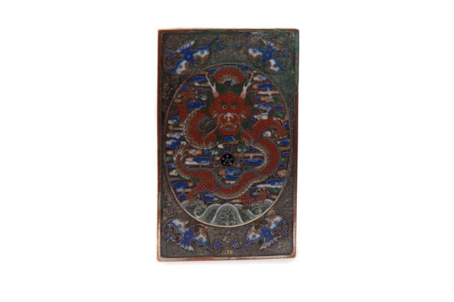 Lot 1732 - A CHINESE ENAMEL DESK WEIGHT