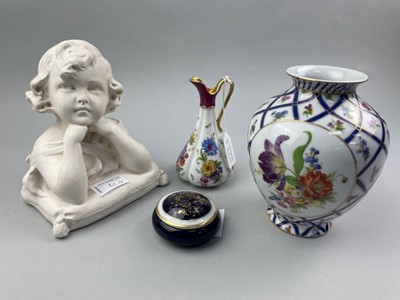 Lot 82 - A PLASTER BUST OF A GIRL AND OTHER CERAMICS