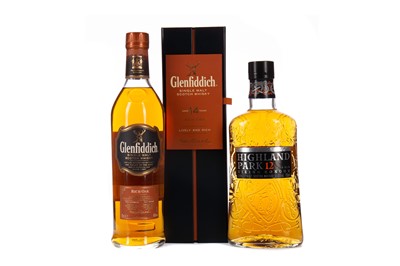 Lot 180 - GLENFIDDICH RICH OAK AGED 14 YEARS, AND HIGHLAND PARK AGED 12 YEARS