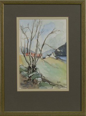Lot 318 - WOODLAND LANDSCAPE, A WATERCOLOUR BY WENDY WOOD