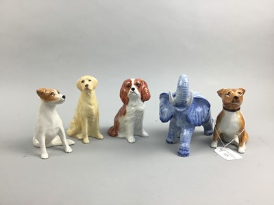 Lot 123 - A LOT OF FOUR FIGURES OF DOGS AND AN ELEPHANT