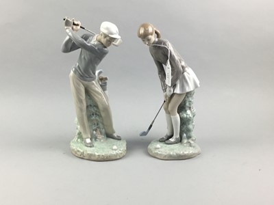 Lot 124 - A PAIR OF LLADRO HIS & HER FIGURES OF GOLFERS