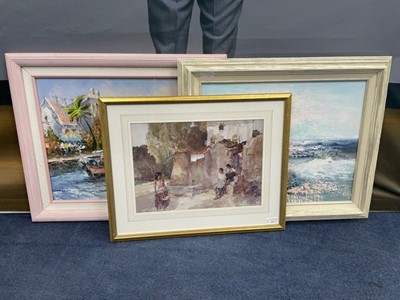 Lot 126 - A PRINT AFTER WILLIAM RUSSEL FLINT AND TWO PAINTINGS