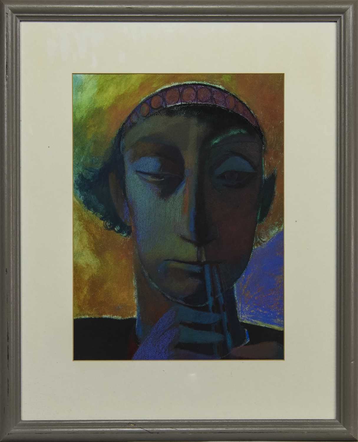 Lot 603 - THE WHISTLE BLOWER, A PASTEL BY NEIL MACDONALD