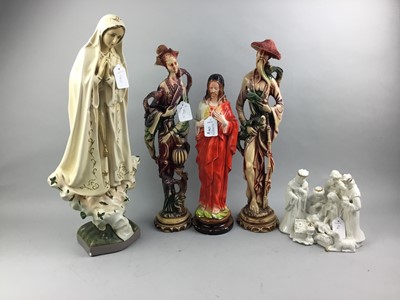 Lot 136 - A PAINTED PLASTER FIGURE OF THE VIRGIN MARY