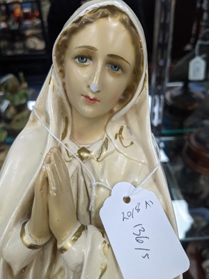 Lot 136 - A PAINTED PLASTER FIGURE OF THE VIRGIN MARY