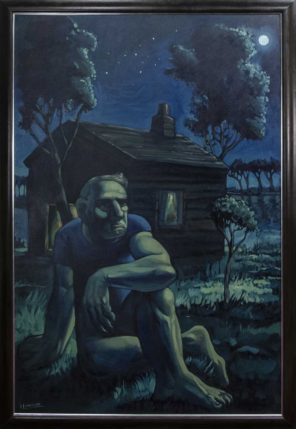Lot 2044 - THE NIGHT CABIN, A LARGE OIL BY PETER HOWSON