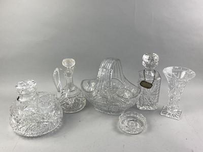 Lot 249 - A CRYSTAL CLARET JUG AND OTHER CRYSTAL AND GLASS