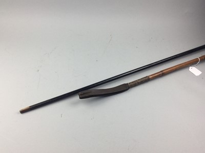 Lot 255 - A MILITARY RIDING CROP, ALONG WITH CANE