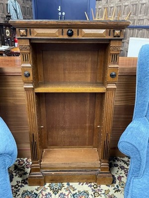 Lot 330 - A LATE VICTORIAN OAK OPEN BOOKCASE