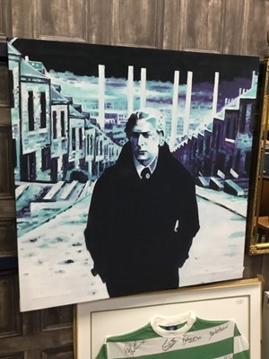 Lot 283 - AN OIL PAINTING OF MICHAEL CAINE IN 'GET CARTER'