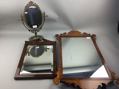 Lot 339 - A BRASS DRESSING MIRROR AND TWO WALL MIRRORS