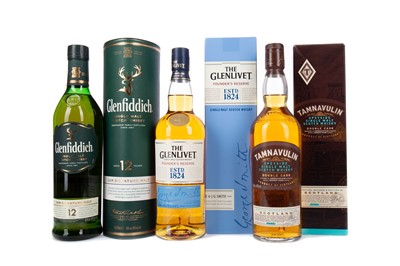 Lot 223 - TAMNAVULIN DOUBLE CASK, GLENLIVET FOUNDER'S RESERVE, AND GLENFIDDICH AGED 12 YEARS