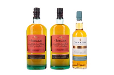 Lot 226 - TWO BOTTLES OF SINGLETON OF DUFFTOWN TAILFIRE, AND ONE GLEN KEITH DISTILLERY EDITION