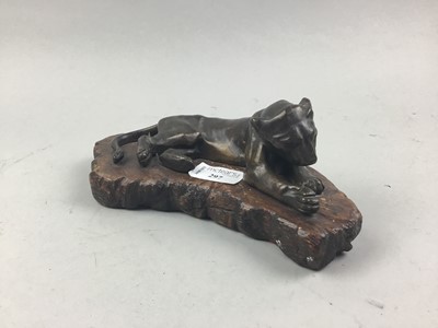 Lot 297 - A BRONZE FIGURE OF A RESTING PANTHER
