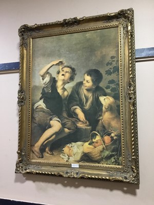 Lot 300 - A PAIR OF CANVAS PRINTS IN GILT FRAMES