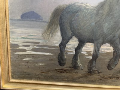 Lot 33 - RIDERS AND HORSES AT THE SHORE, A SCOTTISH SCHOOL OIL