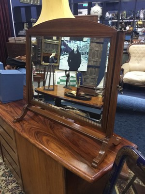 Lot 215A - A MAHOGANY INLAID DRESSING MIRROR AND A NEST OF THREE TABLES