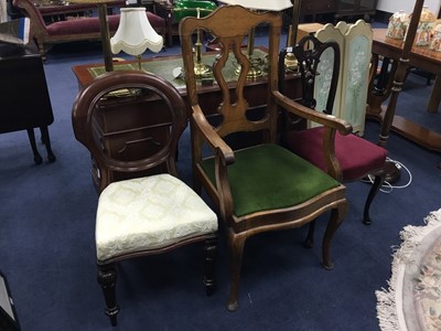 Lot 364 - AN OAK ARMCHAIR AND TWO OTHER CHAIRS
