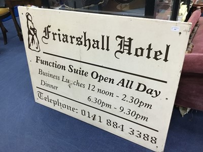 Lot 400 - 'THE FRIARSHALL HOTEL' PAINTED BOARD SIGN