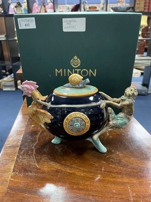 Lot 412 - A MINTON ARCHIVE COLLECTION 'COCKEREL AND MONKEY' TEAPOT