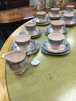 Lot 452 - A HAND PAINTED PART TEA SERVICE AND OTHER TEA WARE