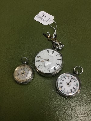 Lot 471 - A LOT OF THREE SILVER OPEN FACED POCKET WATCHES