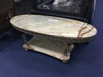 Lot 491 - A GILT AND COMPOSITION COFFEE TABLE