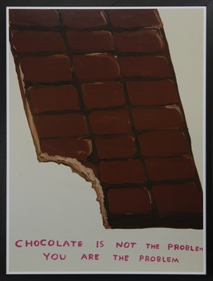 Lot 708 - CHOCOLATE IS NOT THE PROBLEM, A LITHOGRAPH BY DAVID SHRIGLEY