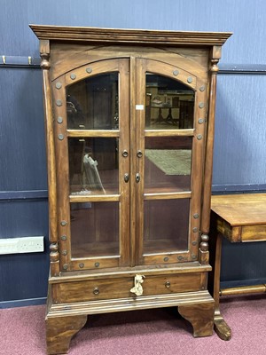 Lot 410A - A WALNUT REPRODUCTION DISPLAY CABINET