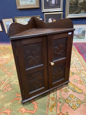 Lot 315A - A STAINED WOOD CORNER CUPBOARD