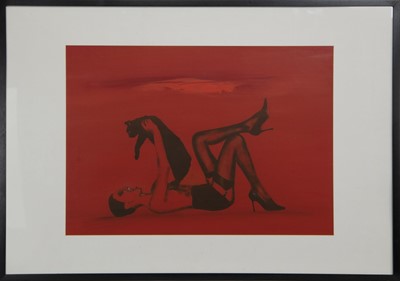 Lot 704 - HAPPINESS IS A WARM PUSSY, AN OIL BY BILL BLACKWOOD