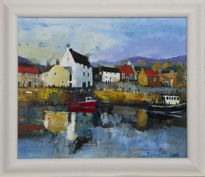 Lot 733 - A WINDY DAY IN CRAIL, AN ACRYLIC BY ROB HAIN