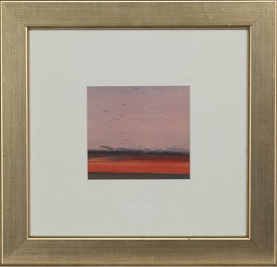 Lot 743 - KINTYRE SUNSET, A WATERCOLOUR BY BILL WRIGHT