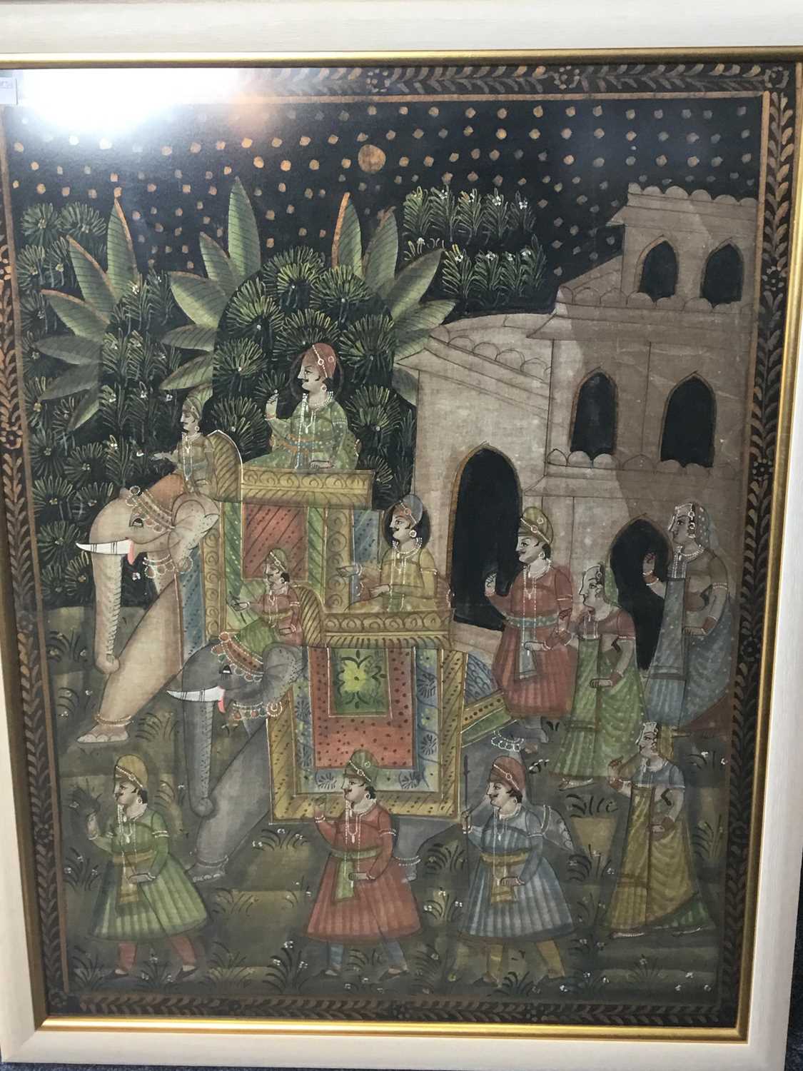 Lot 36 - AN INDIAN SILK PAINTING
