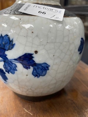 Lot 66 - A CHINESE CRACKLE GLAZE GINGER JAR ALONG WITH ANOTHER JAR