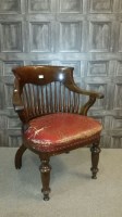 Lot 1036 - VICTORIAN MAHOGANY OPEN ELBOW CHAIR with...