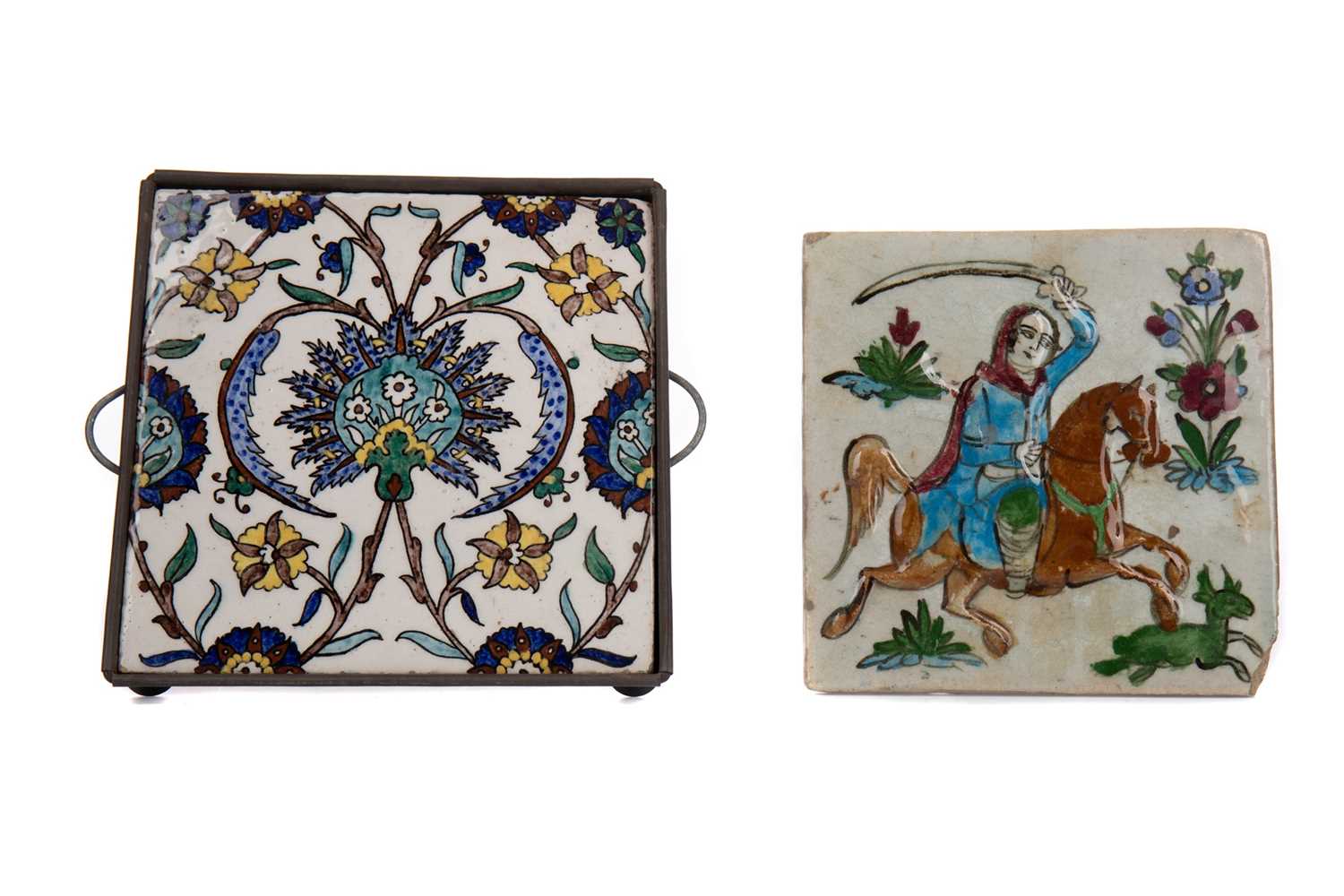 Lot 1813 - AN ISNIK TILE AND ANOTHER TILE